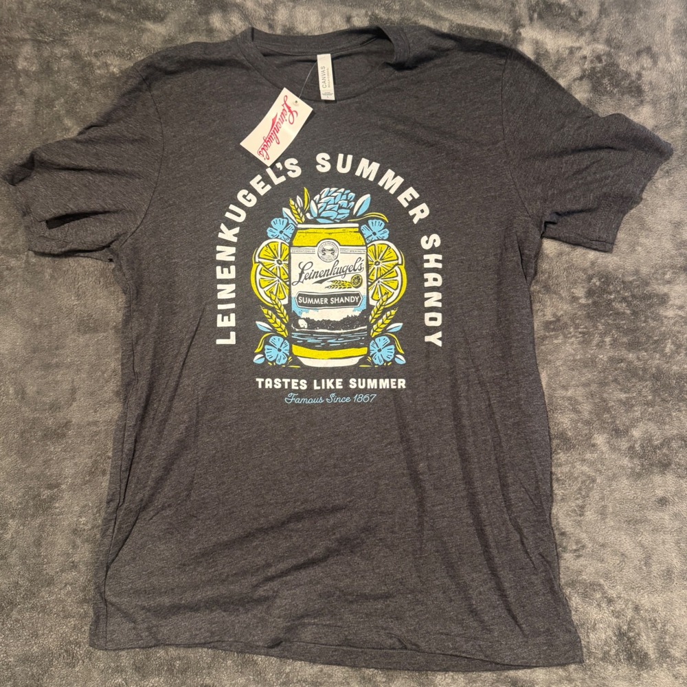 Leinenkugels Summer Shandy T-Shirt Mens Large Beer Graphic Grey Bella Canvas NWT